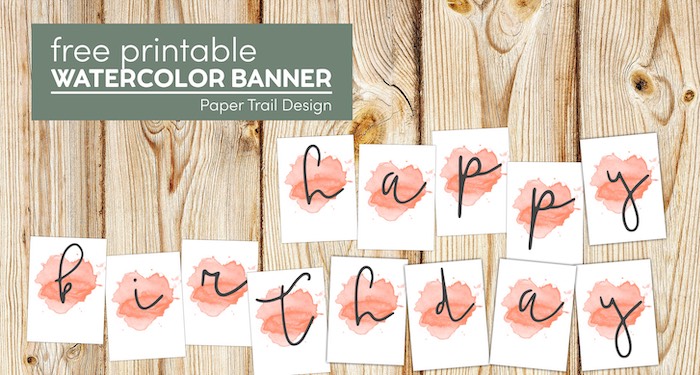 Watercolor banner in coral with text overlay- free printable watercolor banner