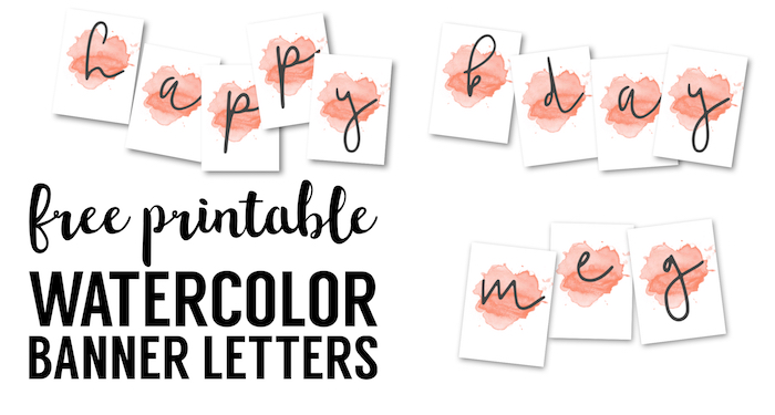 Coral Watercolor Banner Free Printable. Customize this watercolor banner template for a baby shower, wedding, bridal shower, birthday party, classroom.