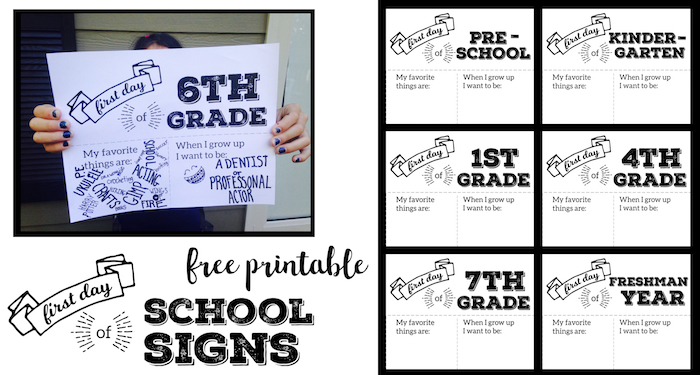 First Day of School Sign Printable. Back to School printable signs for the first day of school pictures. First day of school sign free printable.
