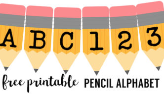 Welcome Back School Banner {Pencil Letters}. Free printable pencil banner letters for back to school teacher classroom or back to school door decorations.