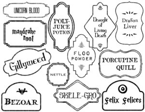 Harry Potter Potion Labels Printable. Free Halloween potion labels. Use this free printable to make Harry Potter potion bottle labels.