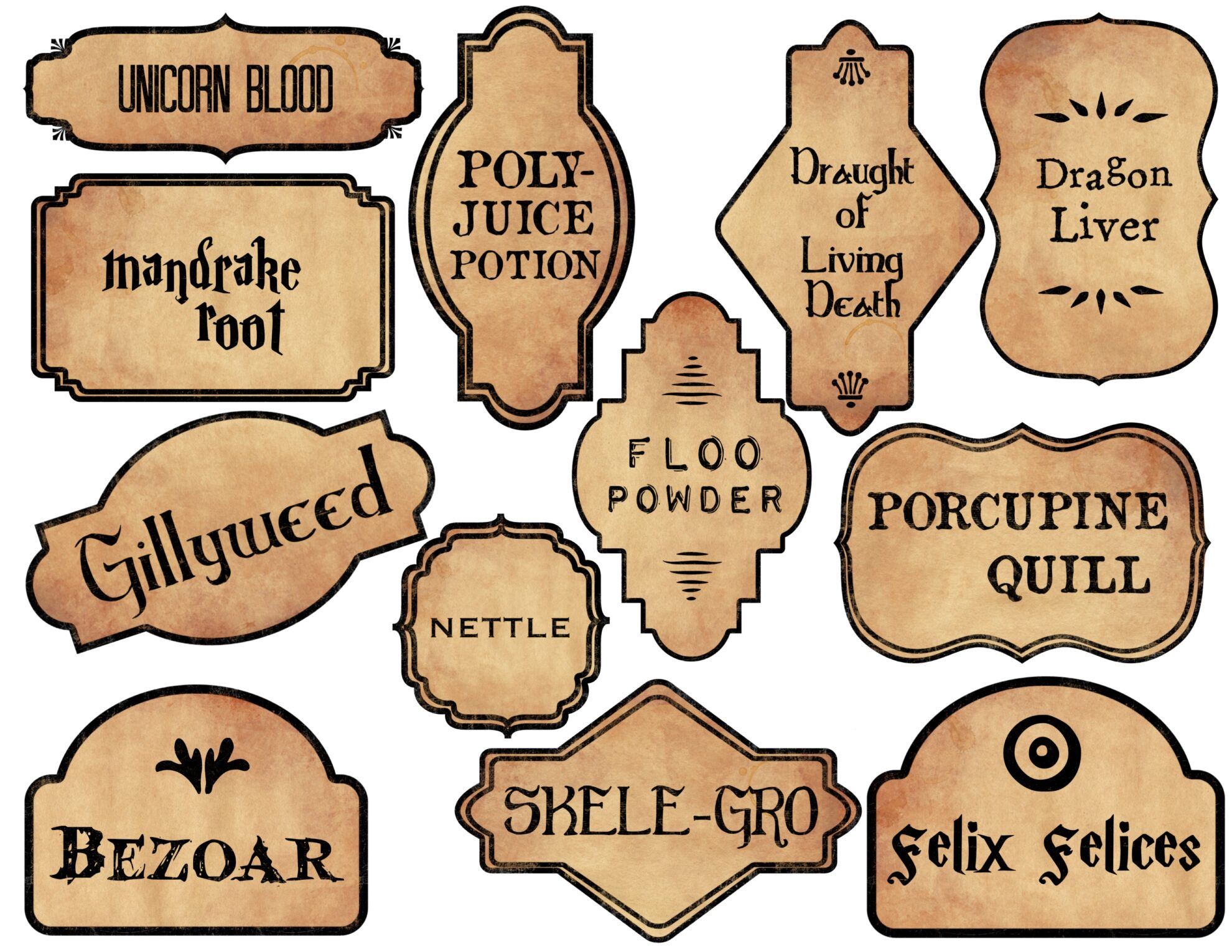 harry potter potion labels printable paper trail design