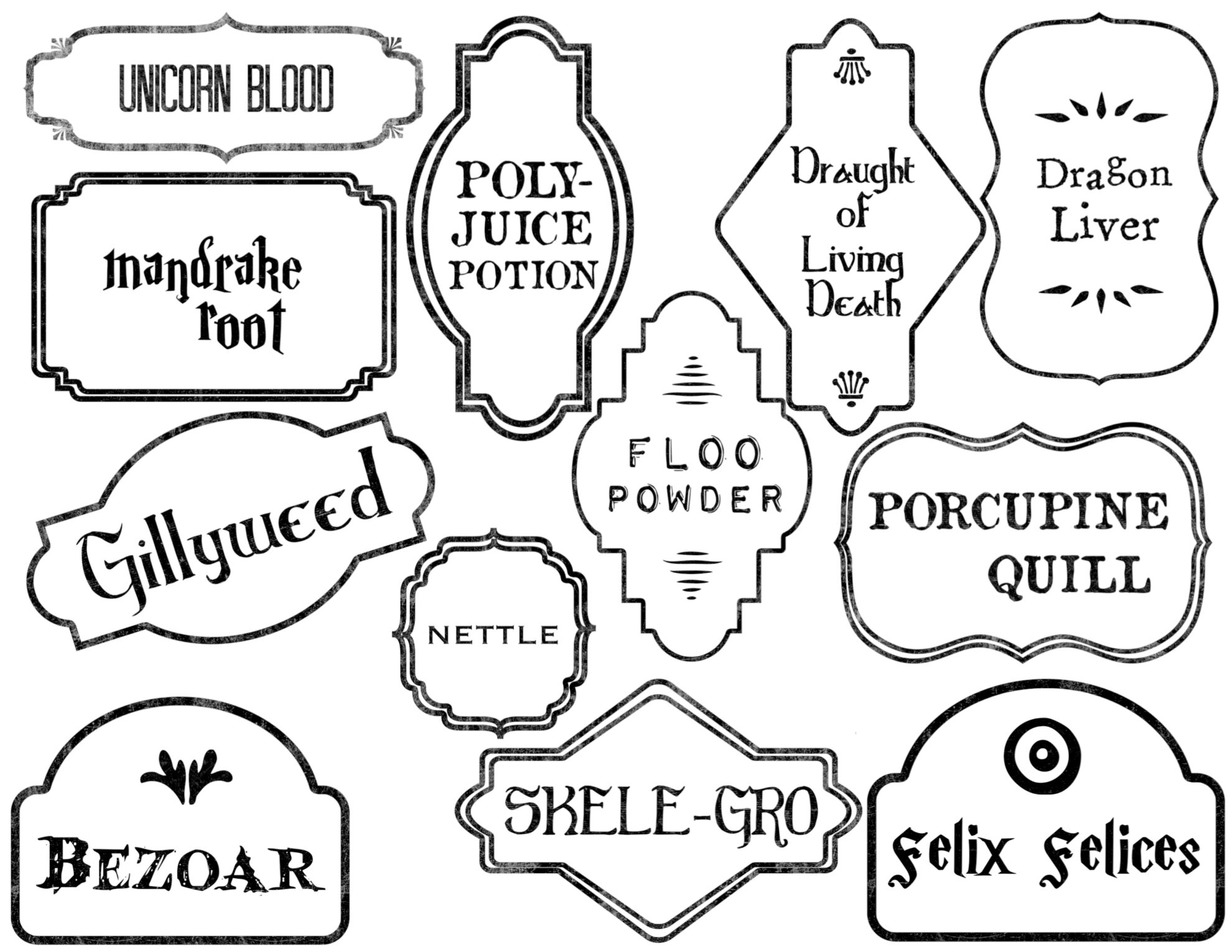 Harry Potter Potion Labels Printable Paper Trail Design