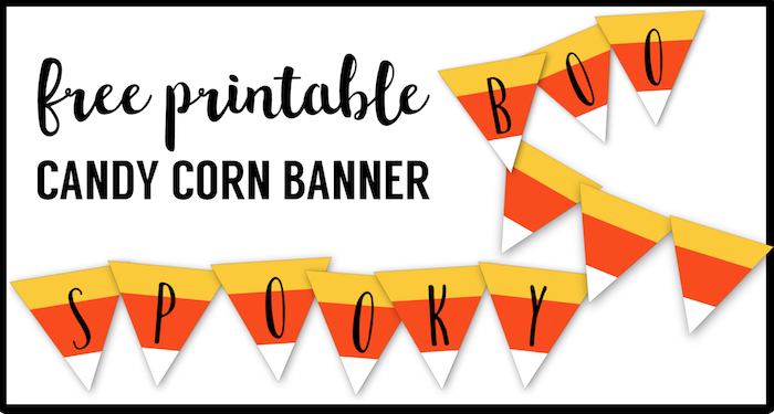 Free Printable Halloween Banner Candy Corn Letters. Candy Corn printable complete alphabet letters to creat any Halloween decor sign. Spooky, Boo, Happy Halloween.