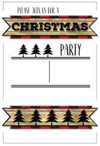 Christmas Party Invitation Templates Free Printable. Easy to customize Christmas party lumberjack invitation. Buffalo plaid rustic Christmas invitation.