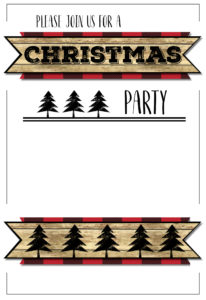 Christmas Party Invitation Templates Free Printable. Easy to customize Christmas party lumberjack invitation. Buffalo plaid rustic Christmas invitation.
