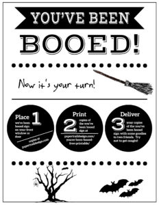 You've Been Booed Free Printable Signs. Free booed printables including a we've been booed printable to spread some fun Halloween cheer. #papertraildesign