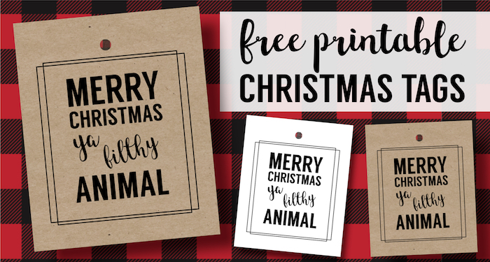 Merry Christmas Ya Filthy Animal Card Free Printable. Home Alone inspired Christmas Card gift tag printable for fun easy Christmas gift wrap.