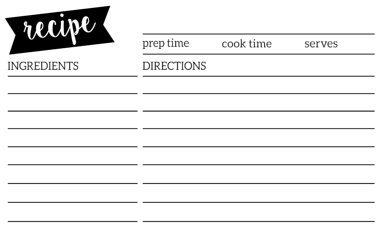 Free Recipe Card Template Printable - Paper Trail Design