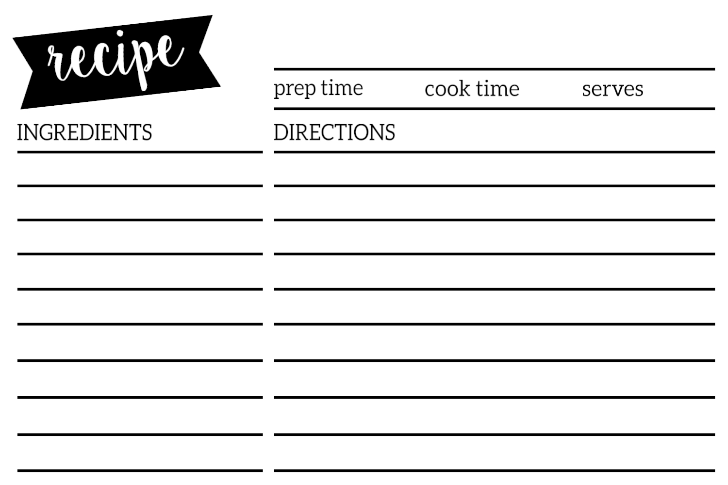 Free Printable Blank Recipe Cards 4x6 Lioconnections