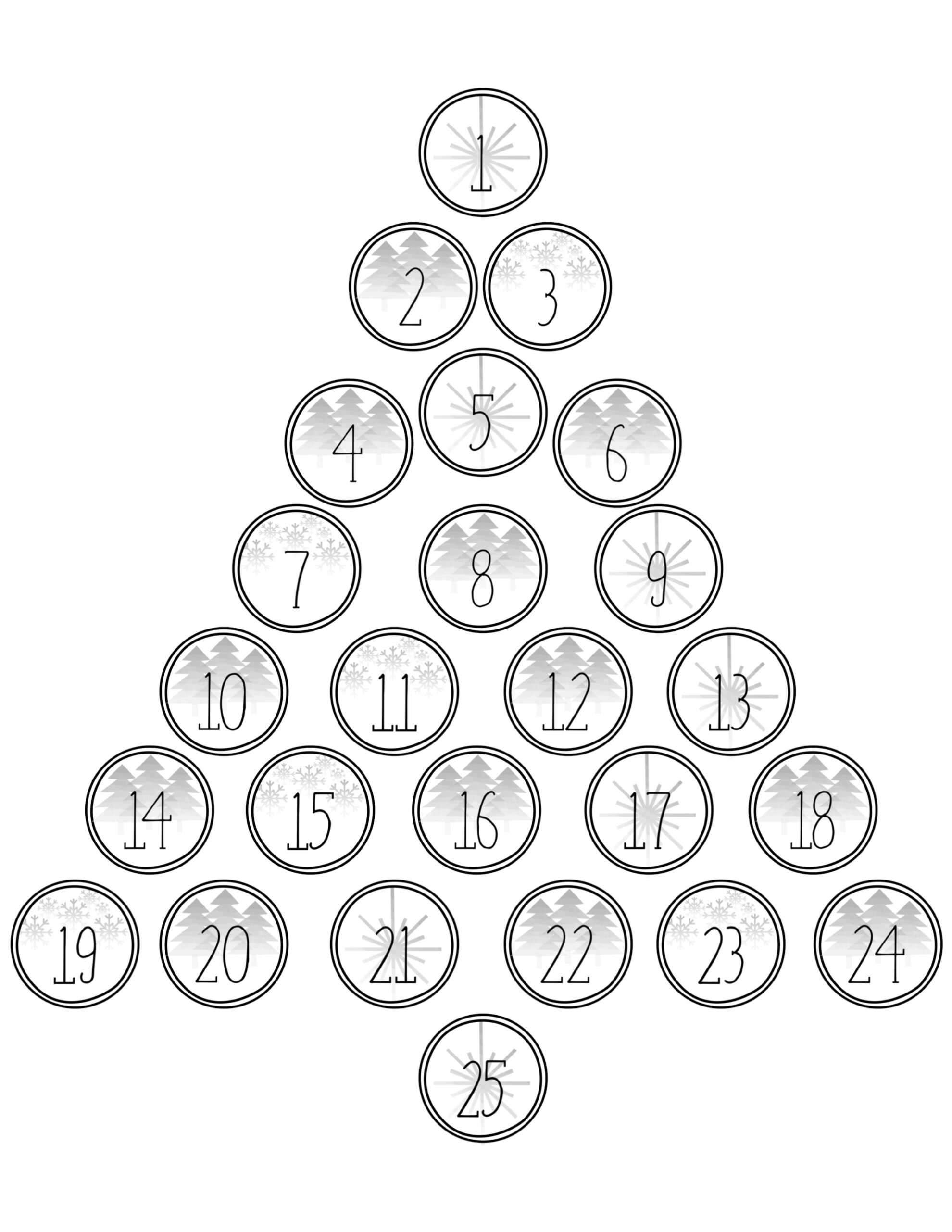 CWX Christmas Advent Calendar Printable Numbers Paper Trail Design DOC Download