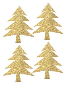 Woodland Tree Garland Free Printable Banner. Gold, green, and brown easy DIY tree banner for Christmas decor, Woodland baby shower or birthday party. Inexpensive decorations. 