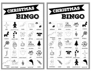 Free Christmas Bingo Printable Cards. Christmas bingo holiday game for a Christmas party or classroom party activity. Christmas bingo boards. #papertraildesign #christmasbingo #christmasgames #kidschristmasparty