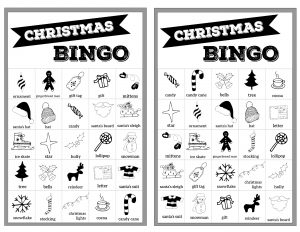 Free Christmas Bingo Printable Cards. Christmas bingo holiday game for a Christmas party or classroom party activity. Christmas bingo boards. #papertraildesign #christmasbingo #christmasgames #kidschristmasparty