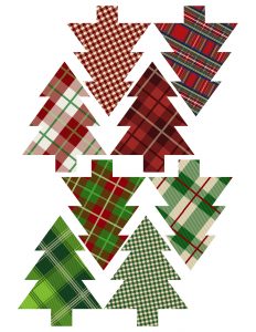 Plaid Christmas Tree Ornaments Printable. Easy Christmas ornament craft. Easy DIY Christmas tree ornament set of plaid Christmas trees. #papertraildesign #DIYChristmas #ChristmasDecor #Christmasprintables #OhChristmasTree