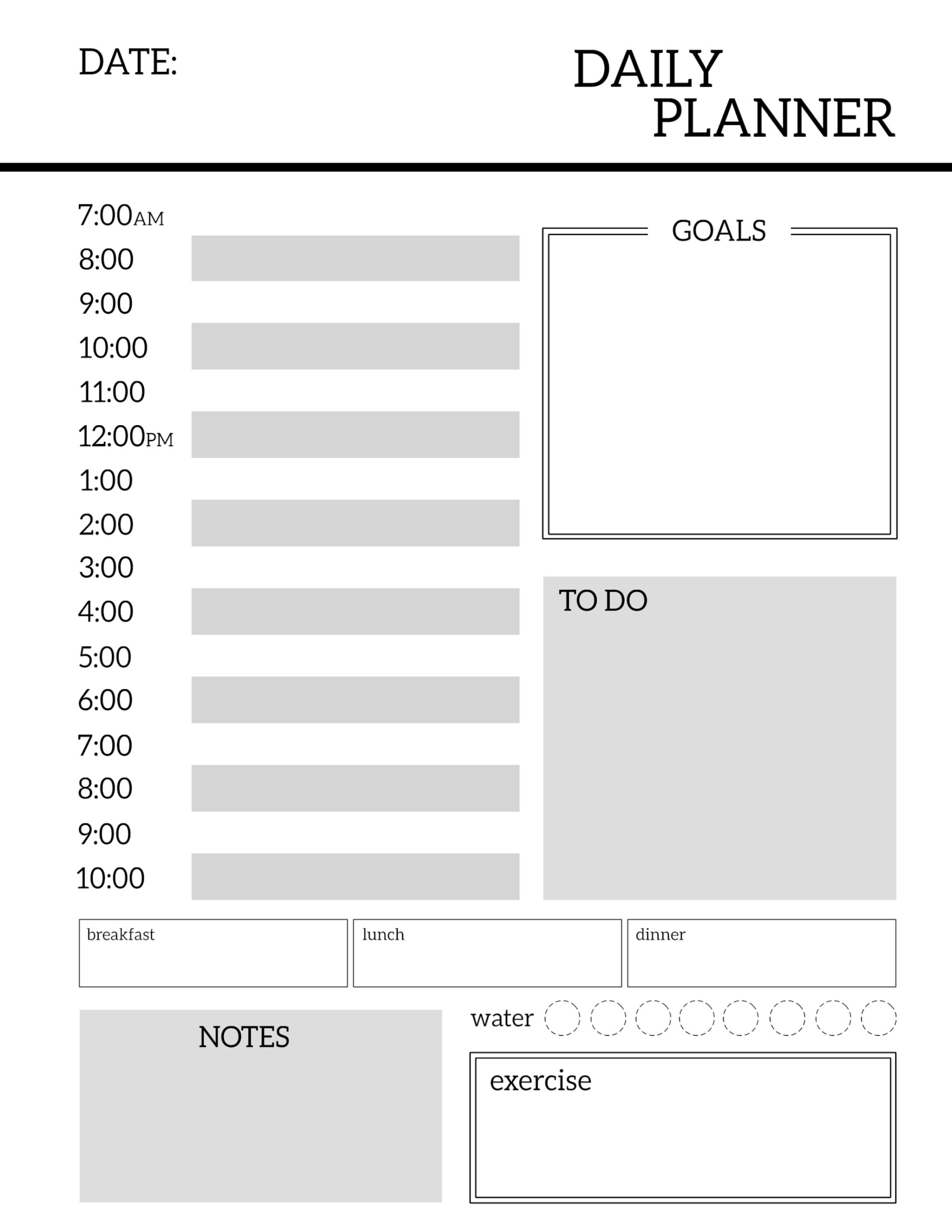 Daily Planner Printable Template Sheets Paper Trail Design