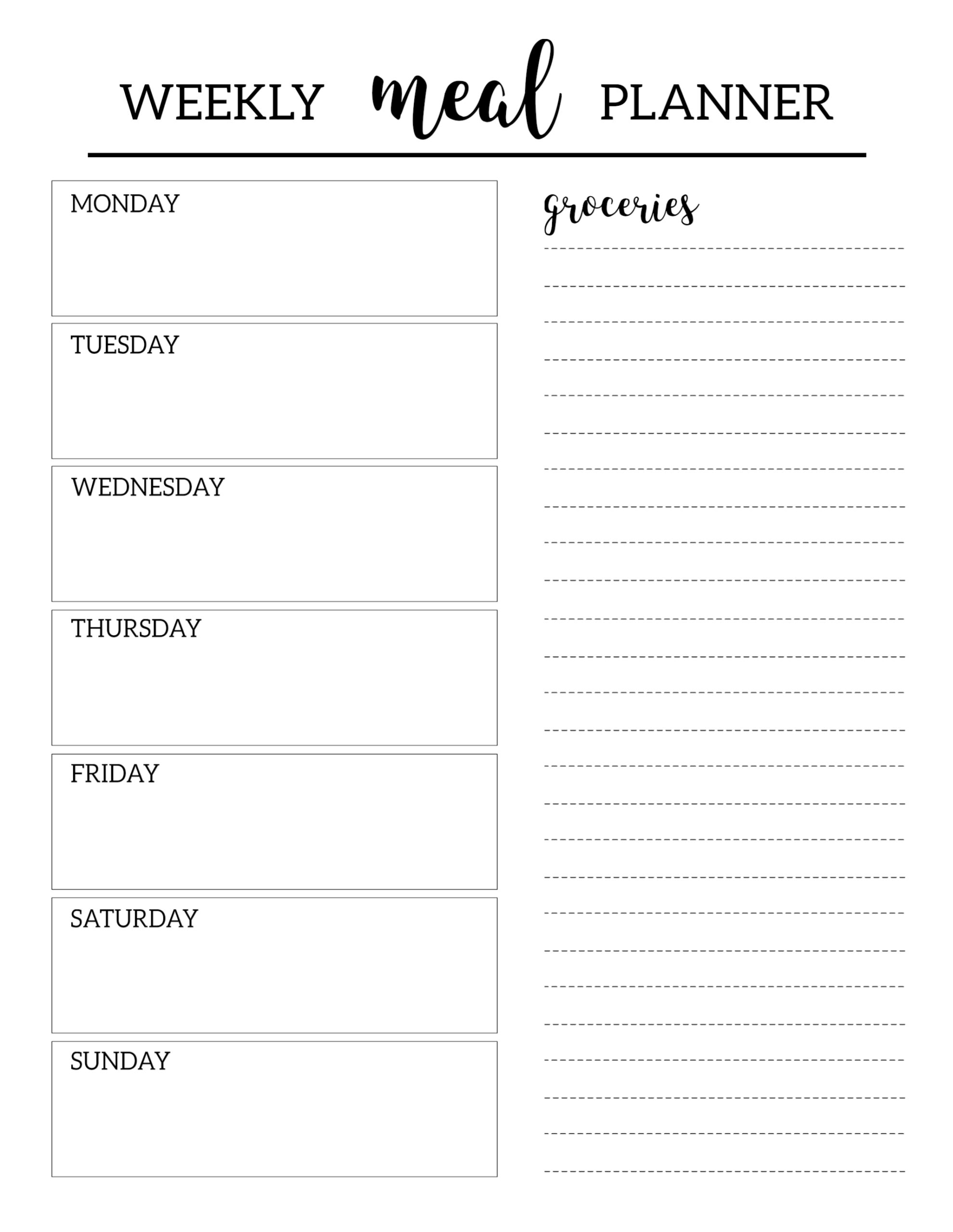 Free Printable Meal Planner Template - Paper Trail Design Within Menu Planner With Grocery List Template