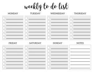 Weekly To Do List Printable Checklist Template. DIY weekly to do list printables for planner organization. Organize your family or office. #papertraildesign #organizationprintables #organize #plannerprintables