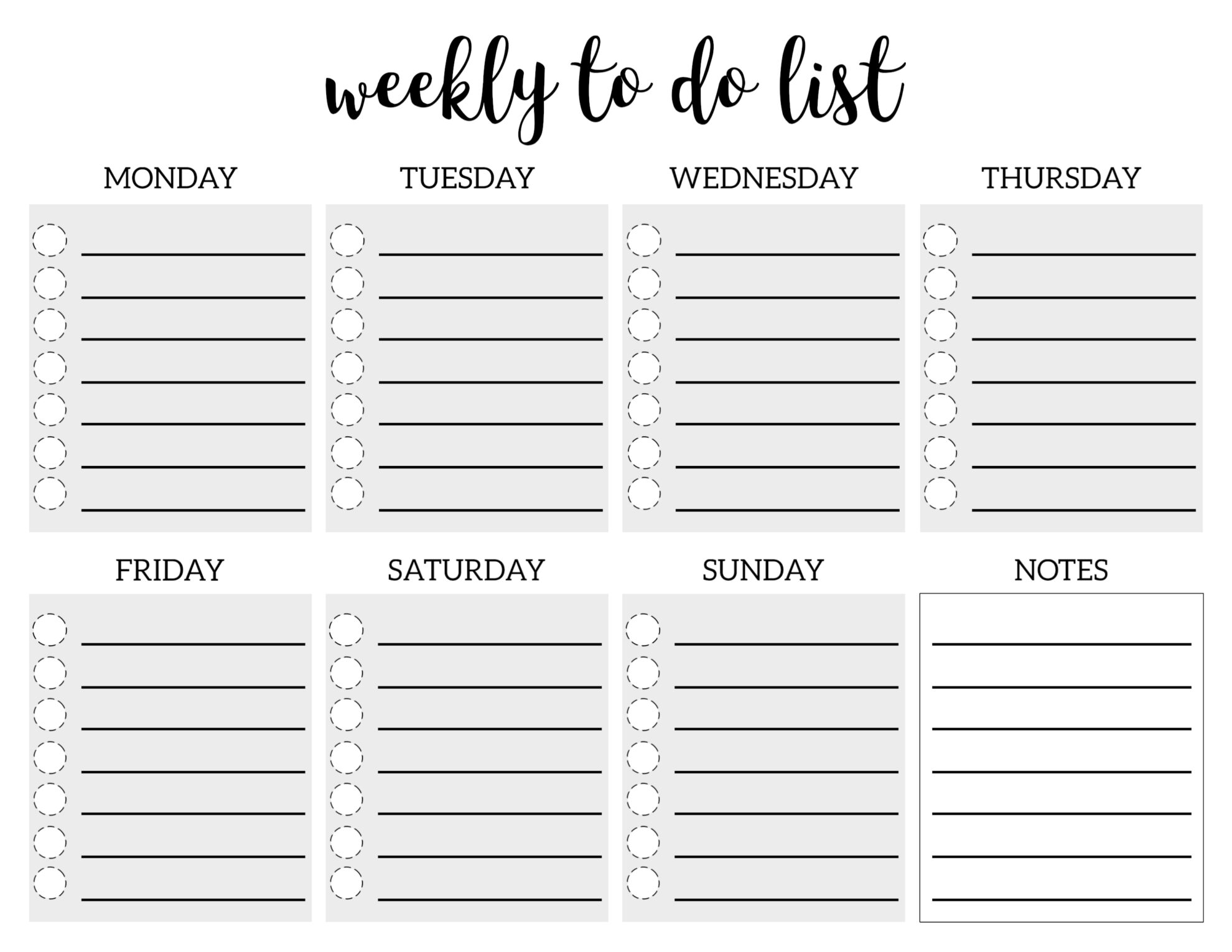 weekly to do list printable checklist template paper trail design