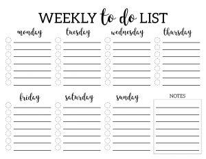 Weekly To Do List Printable Checklist Template. DIY weekly to do list printables for planner organization. Organize your family or office. #papertraildesign #organizationprintables #organize #plannerprintables
