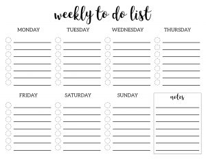 Weekly To Do List Printable Checklist Template. DIY weekly to do list printables for planner organization. Organize your family or office. #papertraildesign #organizationprintables #organize #plannerprintables