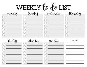Weekly To Do List Printable Checklist Template. DIY weekly to do list printables for planner organization. Organize your family or office. #papertraildesign #organizationprintables #organize #plannerprintables