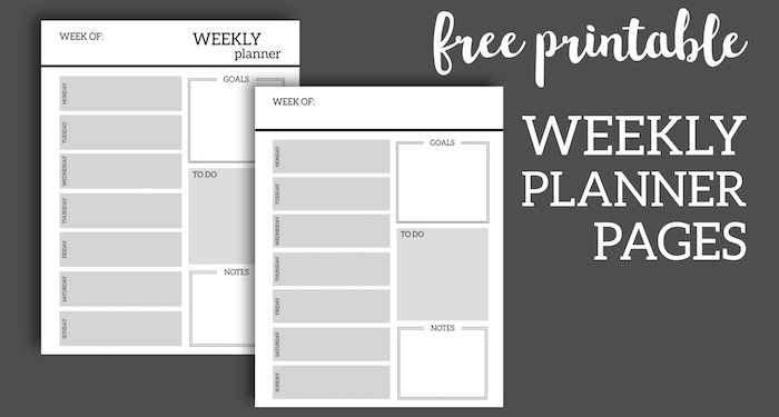 Free Printable Weekly Planner Pages. Organizer printable weekly planner with to-do list, goals, and notes. Printable weekly planner sheets. srcset=