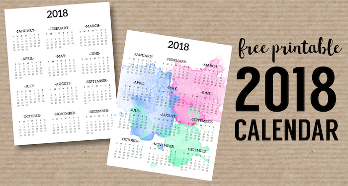 Calendar 2018 printable one page free printable monthly calendar. Free printable calendar templates including a watercolor and blank calendar. #papertraildesign #2018 #printablecalendar #officeorganization