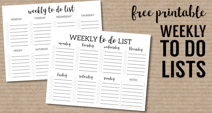 Weekly To Do List Printable Checklist Template. DIY weekly to do list printables for planner organization. Organize your family or office. #papertraildesign #organizationprintables #organize #plannerprintables