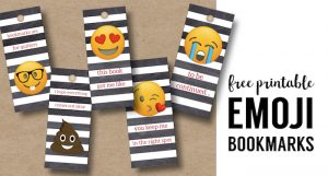 Emoji Bookmarks - Free Printable Bookmarks. DIY Free printable Valentine's Day bookmarks or back to school printable bookmarks for reading. #papertraildesign #emoji #freeprintables #emoji #diyemoji