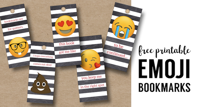 Emoji Bookmarks - Free Printable Bookmarks. DIY Free printable Valentine's Day bookmarks or back to school printable bookmarks for reading. #papertraildesign #emoji #freeprintables #emoji #diyemoji