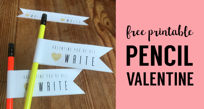 Pencil Valentine Card Printables Free. Valentines for kids classrooms, teens, or friends. Valentine you're all write card printable. #papertraildesign #diyvalentine #valentinesday #valentinecard