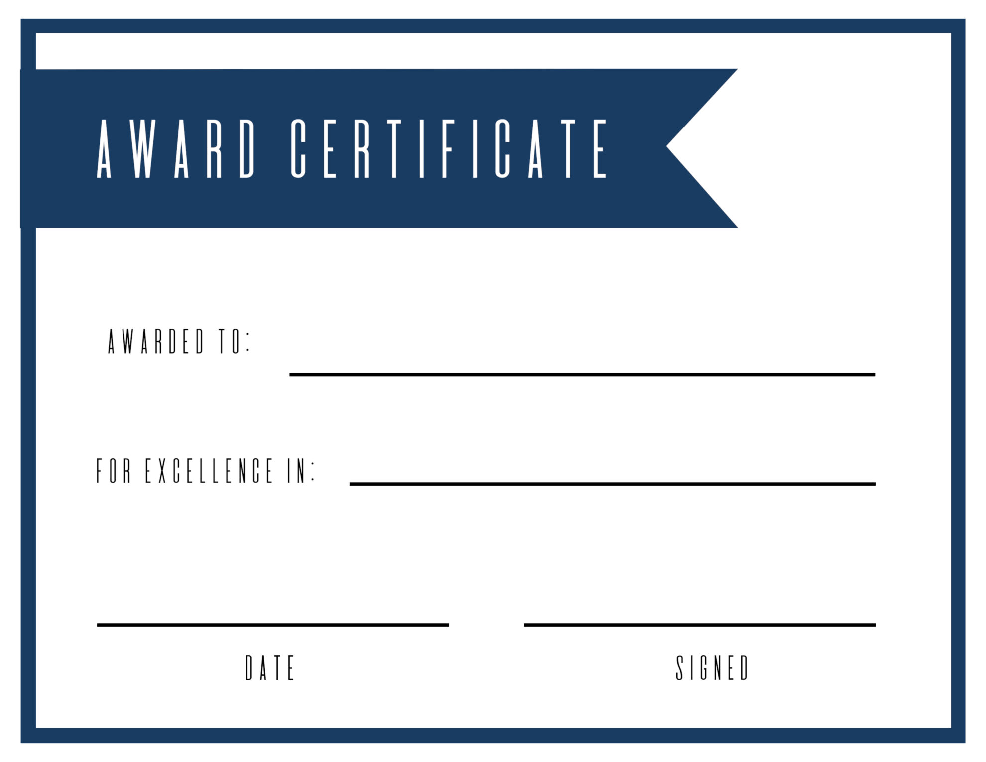 Printable Award Certificate Template Free