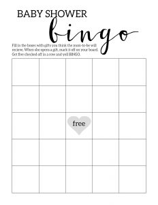 Baby Shower Bingo Printable Cards Template. Simple, Easy, DIY baby shower game free printable for baby shower. Fun baby shower ideas. #papertraildesign #easybabyshower #babyshowerbingo #babyshowergame