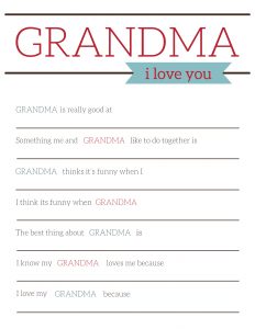 Grandma Gifts for Mother's Day - Printable Card. Easy DIY Mother's Day grandma gift from kids or toddlers. Printable fill in card. #papertraildesign #nanagift #mothersdayidea #grandmagift