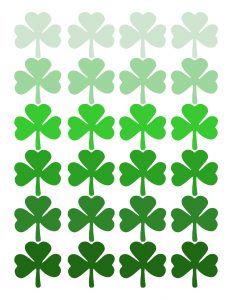 Shamrock Pattern Printable St. Patrick's Day Decor. Easy St. Patty's Day decoration idea DIY wall art print. Ombre shamrock irish ideas. #papertraildesign #stpatricksday #irish #lucky