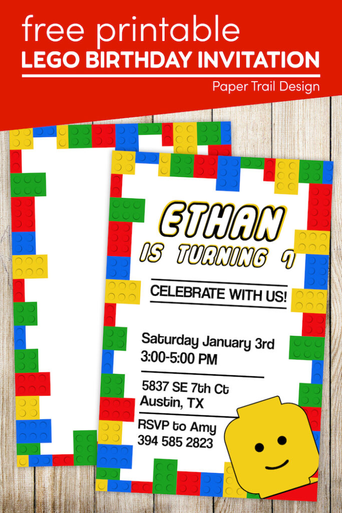 Free Printable Lego Birthday Party Invitation Template - Paper Trail Design