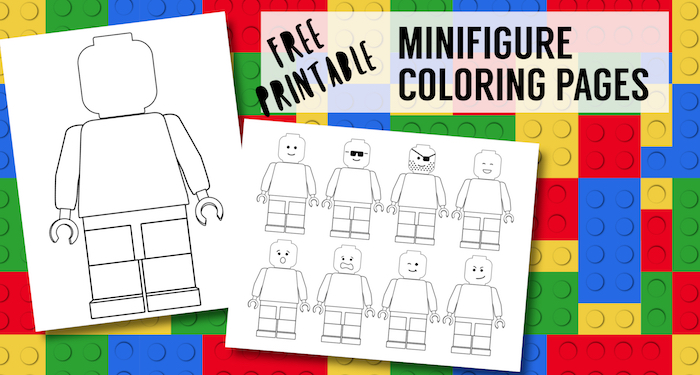 Free Printable Lego Coloring Pages. Free lego minifigure coloring pages for a lego birthday party. Blank lego page to draw your own face. #papertraildesign #legocoloringpage #legoparty #legobirthdayparty