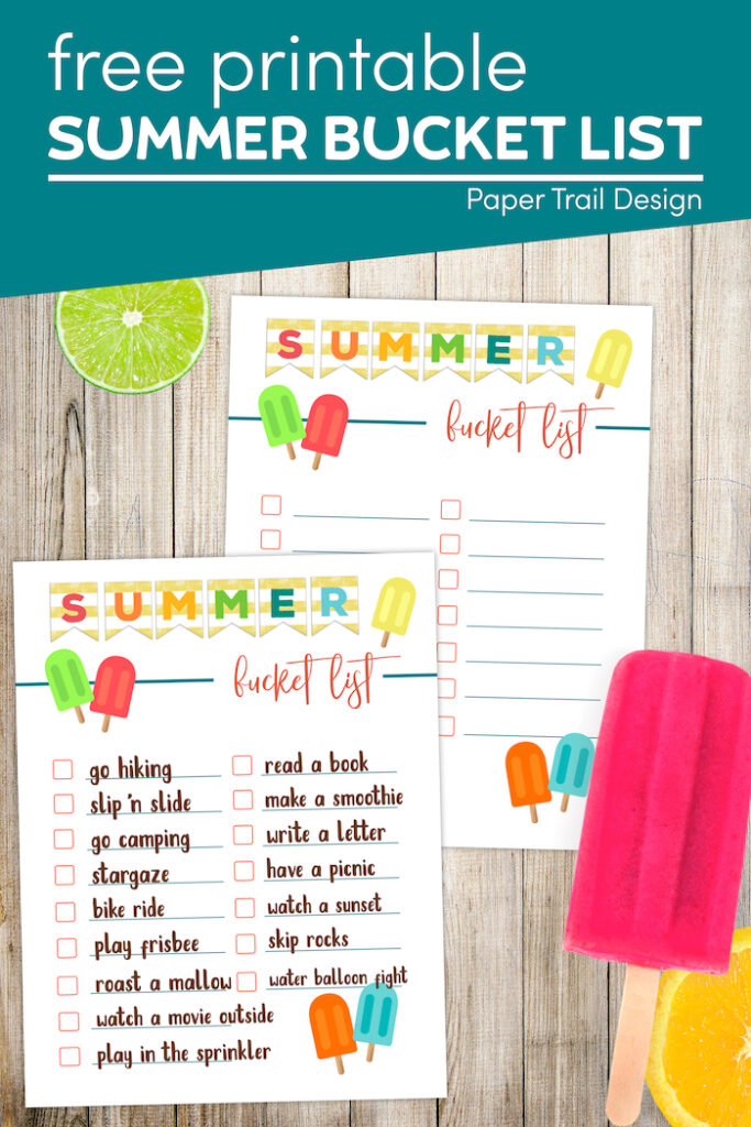 Summer Bucket List Template Editable