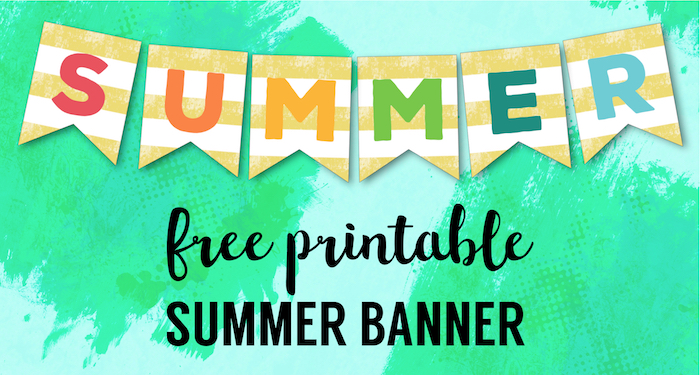 Free Printable Summer Banner Flags. DIY Easy Summer decor for an indoor or outdoor party, barbecue, or last day of school party. #papertraildesign #schoolsoutforsummer #summer #summerdecor