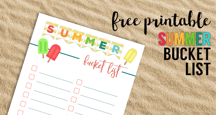 Free Printable Summer Bucket List Ideas Template. Family bucket list template for kids, adults, toddlers, or teens, college, or couples. #papertraildesign #bucketlist #summerbucketlist #summer