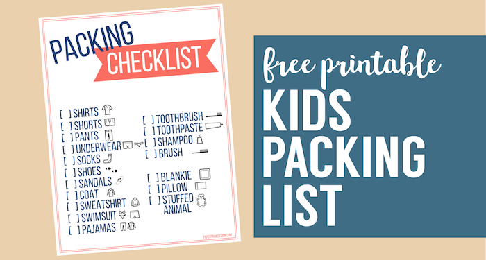 Free Printable Vacation Packing List Template for Kids - Paper Trail Design