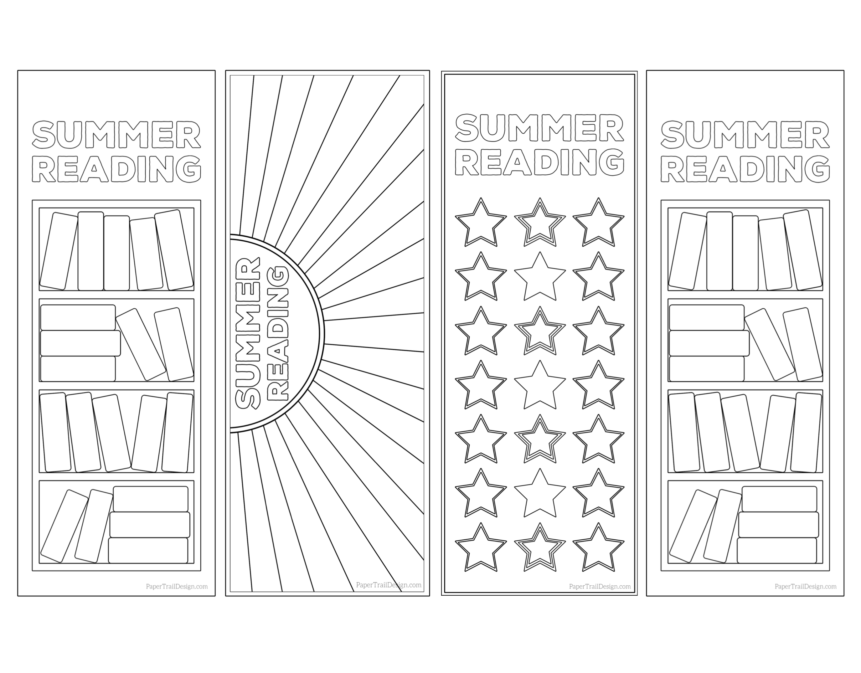 Summer Reading Log Bookmark Printable Tracker Paper Trail Design