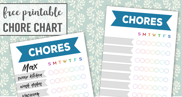 Free Printable Weekly Chore Charts. Editable chore chart for kids, teens, adults, family, boys, and girls. Customizable blank job chart. #papertraildesign #chorechart #children #kids