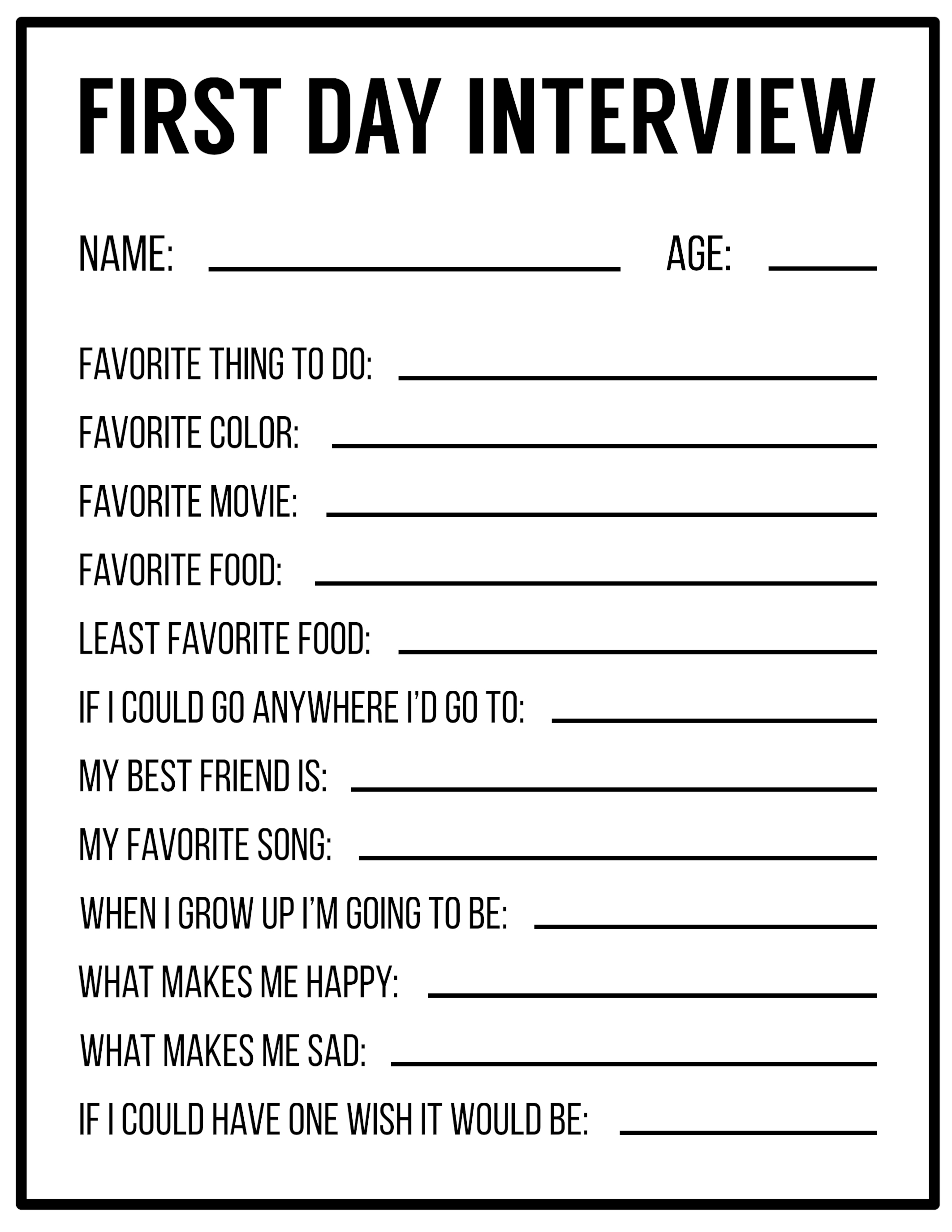 All About Me Template All About Me Template