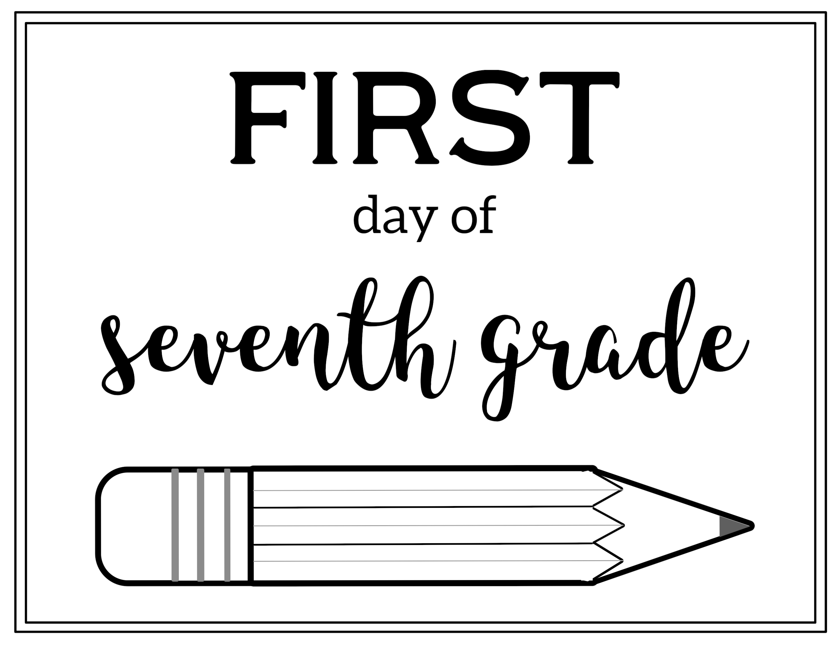 Free Printable First Day Of School Sign Pencil Paper Trail Design