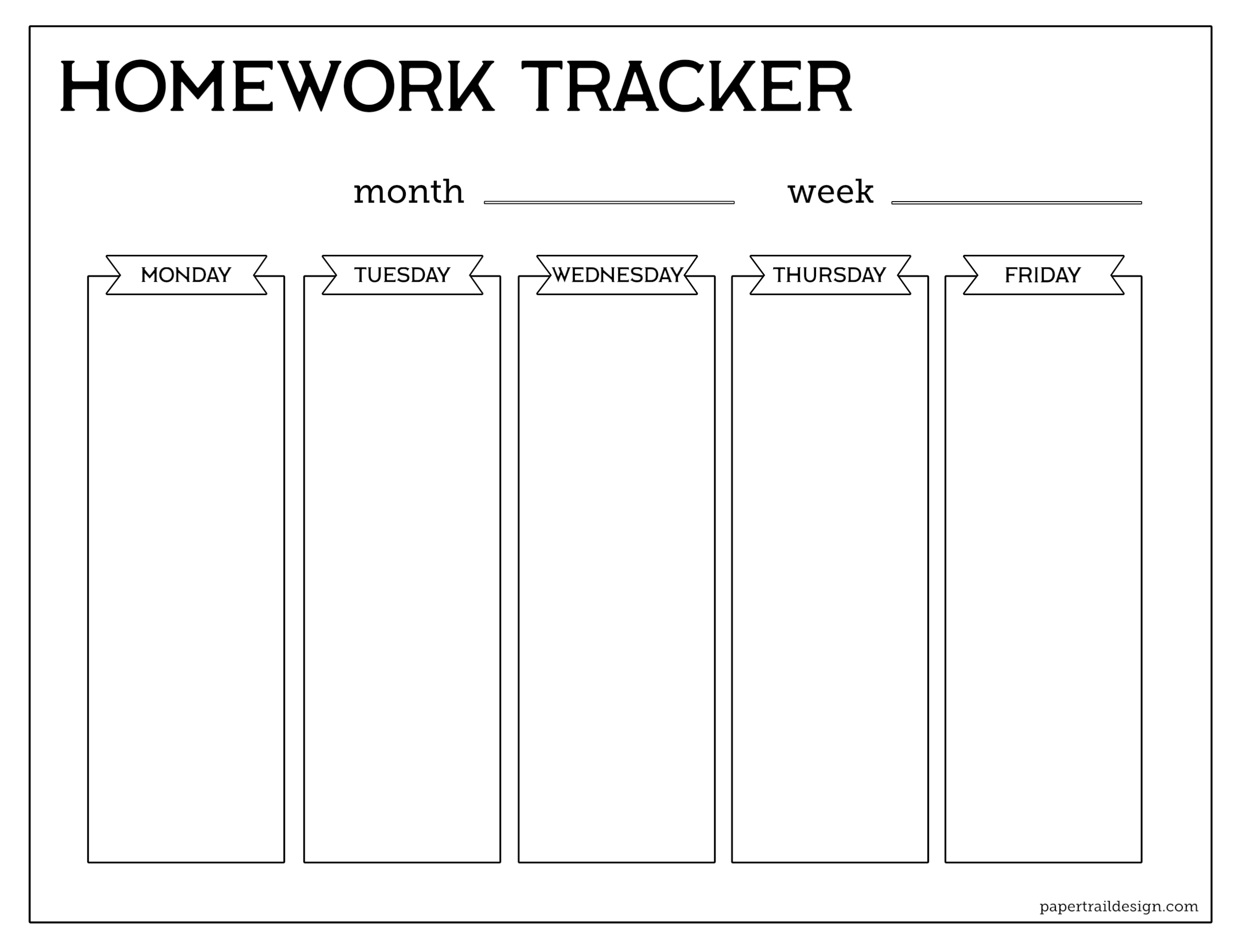 homework booklet template