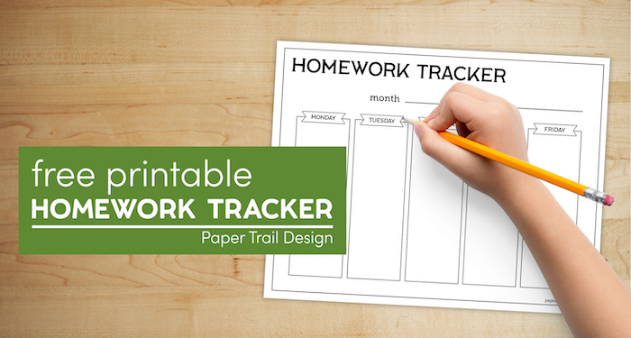Homework planner page with text overlay- free printable homework tracker
