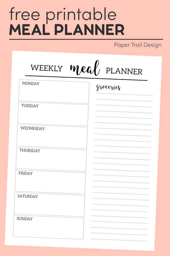 Free Printable Meal Planner Template Paper Trail Design