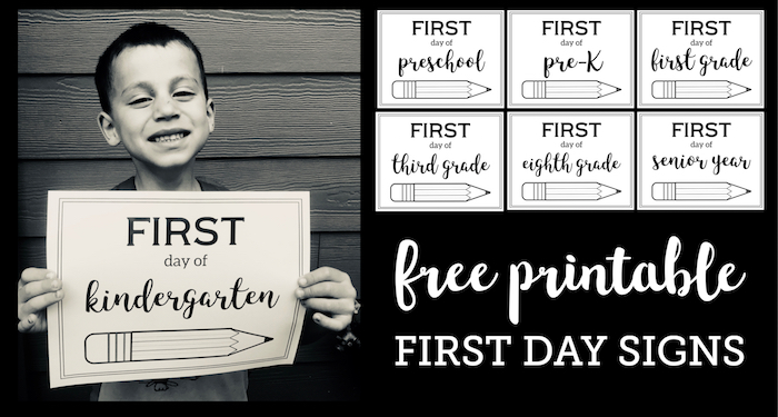 Free Printable First Day of School Sign {Pencil}. Preschool, kindergarten, and first grade through high school first day of school picture signs. #papertraildesign #backtoschool #firstday #firstdayofschool